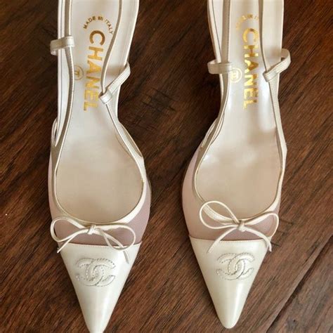 chanel vintage kitten heels|chanel cap toe slingback flats.